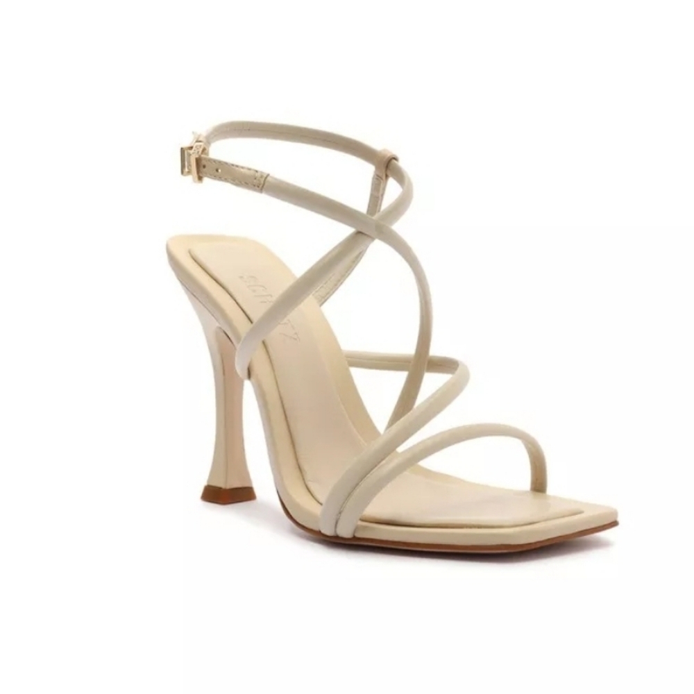Schutz NWT Women's Lovi Nappa‎ Leather Strappy Heel Sandal In Nude Size 11